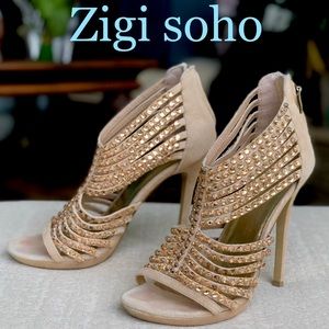 ZIGI SOHO Gala suede rhinestone heels size 8